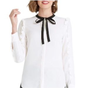 Draper James Flowy Buttoned Ruffle Blouse Shirt Top 12